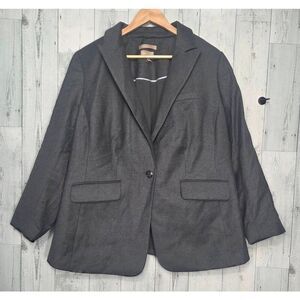 Talbots 99% Wool One Button Office Professional Blazer Grey NwoT Sz.18WP